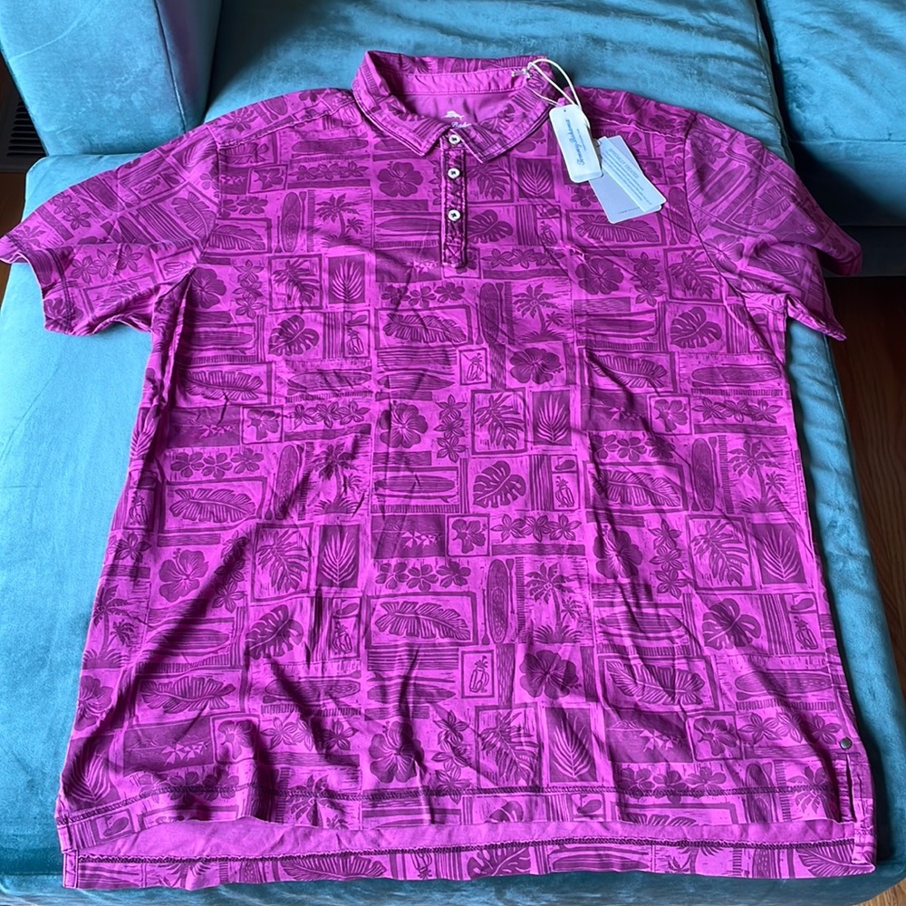 NWT Tommy Bahama Men’s XL Lido Beach Polo Island Sunset/Fuchsia